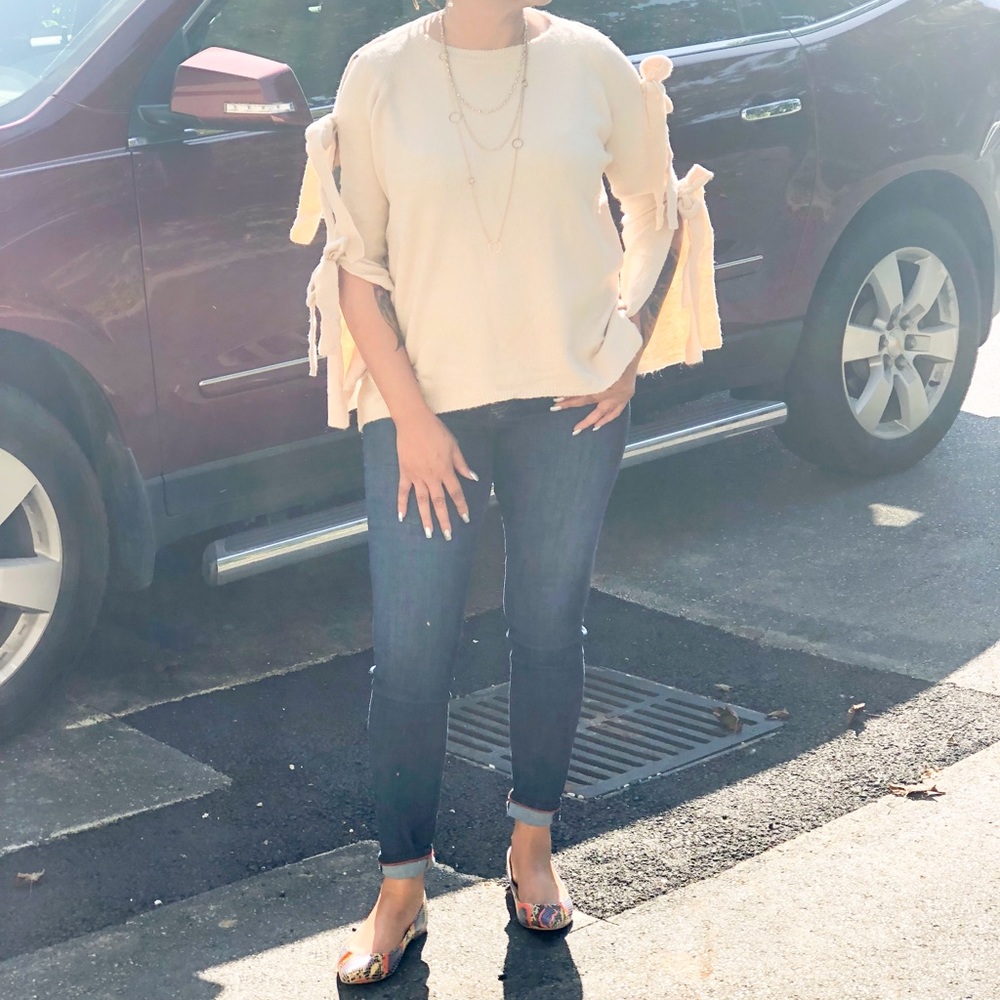 Open Shoulder Sweater- TAUPE - Picture 3 of 8